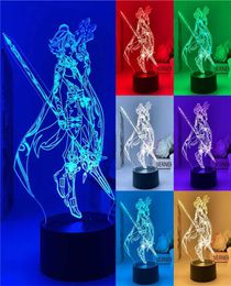 Genshin Impact 3d Illusion Lamp Led Night Light Lamp Tartaglia Xiao Venti Keqing Zhongli Anime Bedroom Decor Atmosphere Kid Gift H8974372