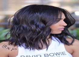 DIVA1 Malaysian Remy Human Hair Natural Wave Bob hd Laces Front Wigs shoulder length wet wavy short full lace wig 130 density1936023