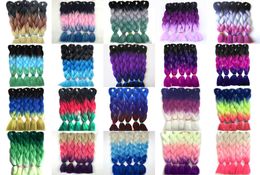 Ombre Braiding Hair Extensions Kanekalon Three Tone Colours Braids Hair High Temperature Fibre Crochet Synthetic Hair 24 inch9214426