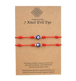 7 Knots Blue Evil Eye Bracelet Paper Card Bracelet Adjustable Lucky Red String Bracelets Couple Jewelry Friendship Bracelet 2PscS2005578