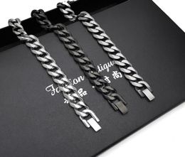black bracelets mens stainless steel hip hop bracelet cuban link chain on hand retro bracelet steel gifts for man accessories1803871