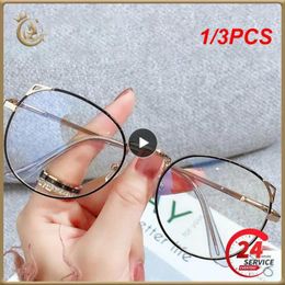Sunglasses 1/3PCS Cat Ear Anti Blue Light Eyeglasses Metal Thin Round Frame Fashion Cute Glasses For Computer Spectacles Eyes