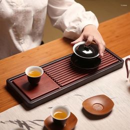 Tea Trays Whole Piece Of Bamboo Dry Tray Zen Japanese Style Small Rectangular Household Plate Kung-Fu Set