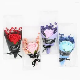 Decorative Flowers Soap Rose Bouquet Valentines Day Gift Wedding Home Decor Mini Artificial Flower Hands Party Gifts
