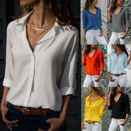 Women's Blouses Solid Casual Loose Shirts For Women 2024 Autumn Vintage Oversized And Fashion Elegant Youth Female Tops