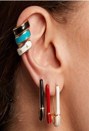 Gold color blue black red white 4 colors Enamel safety pin earring Trendy fashion women jewelry7131453