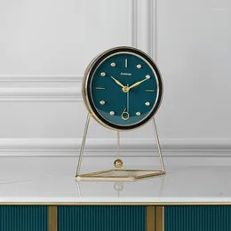 Wall Clocks Creative Luxury Desk Clock Gold Metal Swing Table Silent Watch Living Room Home Pendulum Desktop Gift