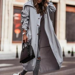 Raincoats Women Jacket Coat Chic Long Pure Colour Women Jacket Cardigan Prevent Wind Spring Coat Pure Colour Lady Trench Coat for Shopping