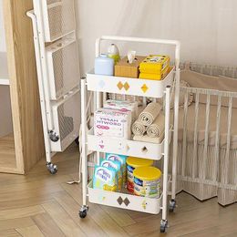 Kitchen Storage Folding Racks Free To Instal Small Carts Toilet Mobile Household Baby Supplies Multi -layer Shelf