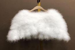 Scarves Ostrich Feather Women Bolero White Bridal Capes Cloak Fur Winter Autumn Wedding Wrap Shawl Bride Coat3178644
