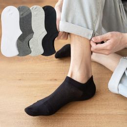 Men's Socks 4Pairs Mens Cotton High Quality No Show Thin Invisible Silicone Non-Slip Low Cut Mesh Breathable Shallow Mouth Boat Sock