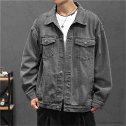 Men's Casual Shirts Men's Fall winter Single Button Casual Denim Long Sleeved Outdoor Resort Vintage Shirt With Lapel In Solid Colour Denim jacket