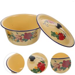 Dinnerware Sets Vintage Enamelware Bowl Lard Oil Storage Canister Mixing Bowls Enamel Basin