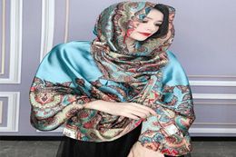 Scarves Spring Silk Scarf Women Vintage Paisley Print Shawls Wraps Foulard Designer Long Bandana Female Luxury Head Hijab 180cm1755317