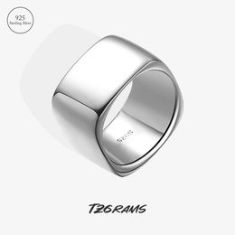 TZgrams 925 Sterling Silver Wide Based Rings Geometric Minimalistic Smooth Plain Engagement Ring Wholesale in Trendy Jewellery 240103