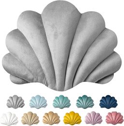 Inyahome 3D Throw Decor Pillows Shell Shaped Accent Throw Pillow Soft Velvet Insert Included Cushion for Couch Bed Living Room 240103
