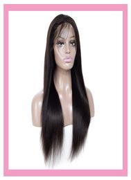 Peruvian Human Hair 134 Lace Front Wig Silky Straight Natural Color Mink 1232inch Wigs Part2169825