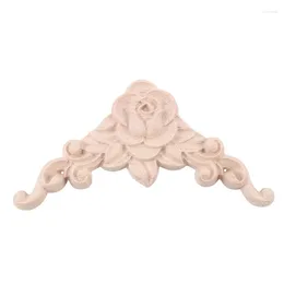 Decorative Figurines 100PCS Floral Wood Carved Decal Corner Applique Decorate Frame Wooden Cabinet Crafts