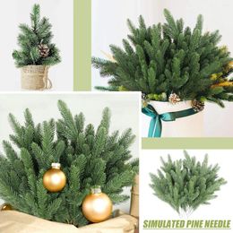 Decorative Flowers 20/40PCS Green Cypress Tree Leaf Pine Needle Leaves Branch Christmas Wedding Home Office El Decoration Xmas Decor