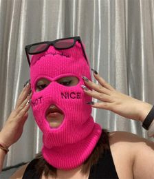 NOT NICE Embroidery Threehole Balaclava Knit Hat Army Tactical CS Winter Ski Riding Masks Beanie Prom Party Mask8220525