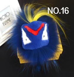 Fashion luxury designer cute lovely hand made real fur little moster cartoon handbag charm car keychains6518227