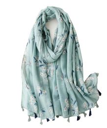 Scarves 2021 Soft Cotton Handfeeling Summer Women Shawl Printing Hight Quality Hijab Scarf Pashmina Female Bandana6576357