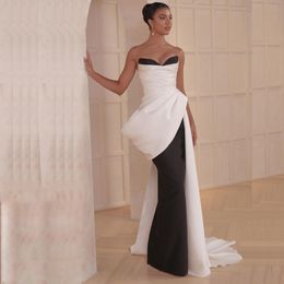 Black/White Mermaid Evening Dresses Sweetheart Draped Up Special Occasion Dress 2024 Rode De Mariee