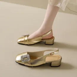Sandals Crystal Luxury Women Summer High Heels Slippers 2024 Designer Chunky Flip Flops Shoes Dress Elegant Slides Femme Pumps
