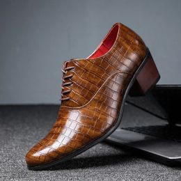 shoes Brown Loafers Men's Formal Men Leather Heel Dress Fashion Mens Casual Shoes Zapatos Hombre 240102 775 s