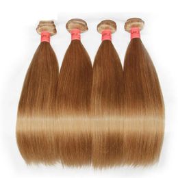 Wefts Honey Blonde Human Hair Weaves Bundles Colour 27# Brazilian Peruvian Malaysian Indian Russian Straight Virgin Remy Hair Extensions