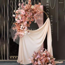 Decorative Flowers BROWN Series Wedding Event Arrangement Wall Arch Hang Flower Row Party Centrepiece Decor PographyStage Road Lead Floor