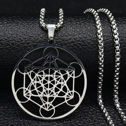 Pendant Necklaces 316 Stainless Steel Metatron Cube Necklace Star Of David Chakra Yoga Meditation Hip-hop Chain Man Woman Jewellery 261j