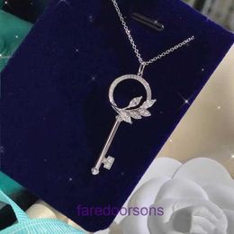 Pendant Necklace Tie Home Collar Chain Designer Jewelry Tifannissm T home leaf key necklace 925 Sterling Silver Plated 18K gold inlaid diamon Have Original Box