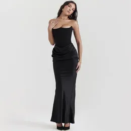 Casual Dresses Mingmingxi Maxi Strapless Formal Occasion Elegant Bodycon Corset Party Sexy Velvet And Satin Patchwork Dress