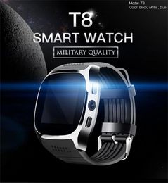 Watches 100% High Quality T8 Bluetooth Smart Watches with Camera Phone Mate SIM Card Pedometer Life Waterproof for Android iOS SmartWatch