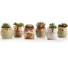 1Pcs Lovely Ceramic Mini Pot Desk Planter For Succulent Plant Bonsai Flower Cactus Owl Pot Gifts For Women Girls Boys Kids Y03142500267