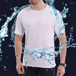 Men's Suits A3375 Creative Hydrophobic Anti-Dirty Waterproof Solid Colour Men T Shirt Soft Short Sleeve Quick Dry Top Breathable Wear