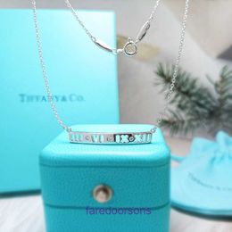 Tifannissm Designer necklace designer jewelry necklaces Sterling Silver S925 Hollow Roman Numeric Nameplate Pendant Necklace Have Original Box