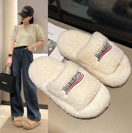 Designer shoes Furry Platform Sandal Cotton Slippers Women Winter Type Plush Warm Comfortable Soft Sole Fashion Slide