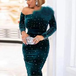 Casual Dresses Women Christmas Green Party Dress Long Sleeve Velvet Shiny Sequin Maxi Fall Winter Night Club Outfits