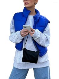 Women's Trench Coats Women Puffer Vest Casual Solid Colour Stand Collar Quilted Waistcoat Winter Sleeveless Padded Crop