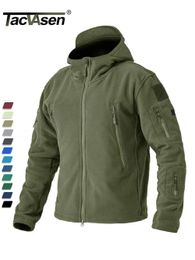 TACVASEN Winter Hooded Coats Mens Fleece Jackets Full Zip Up Multi-Pockets Fishing Hiking Climbing Outerwear Causal Parka Tops 240102