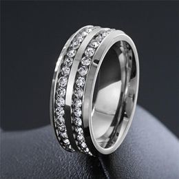 ZORCVENS Trendy Stainless Steel Crystal Zircon Engagement Rings For Men Wedding Jewelry Accessories Gift Fashion Men Rings3091