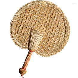 Decorative Figurines Hand-Woven Woven Straw Hand Fan Old Summer Natural Environmentally Friendly Round