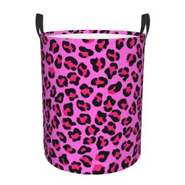 Leopard Cheetah Seamless Pattern Laundry Basket Foldable Animal Skin Print Spots Clothes Toy Hamper Storage Bin for Kids Nursery 240103