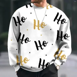 Men's Hoodies Sweater With Back Zipper Casual Style Christmas Print Pullover Long Sleeve Round Collar Loose Medium Mens Sweatshirt