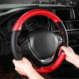 Steering Wheel Covers 15 Inch/38 Cm Soft Fibre Leather Hand-Stitched Car Cover Anti-slip Steering-Wheel Wrap With Needle Thread