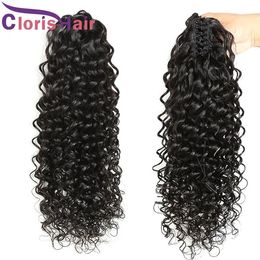 Ponytails Deep Wave Claw On Human Hair Ponytail For Black Women Peruvian Virgin Curly Clip In Extensions 100% Natural Pony Tail Hairpieces