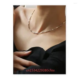 Pendant Necklaces High Fidelity Colour Electroplating Genuine Gold Korean Version Ins Pearl Splicing Necklace Charm Retro Fashion Accessories