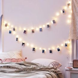 1pc, Photo Clip Light String 6.56ft, 20 Lights With 20 Clips Fairy Lights Fairy Lights Bedroom Wall Copper Wire Light String